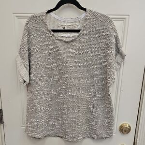 Gray, Textured, Women's, Cozy, Baggy, Relax, Top, Farm, Casual, Travel, Office